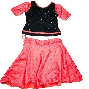 Traditional skirt & cold shoulder top for toddler